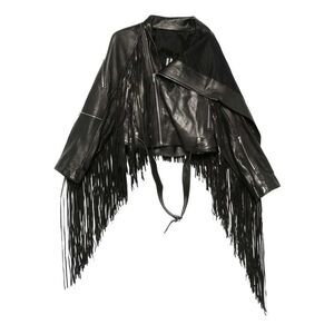 Rick Owens Women Leather Fringed Jacket
